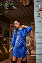 Blue Crossed Shirt Dress - Puja Agarwal