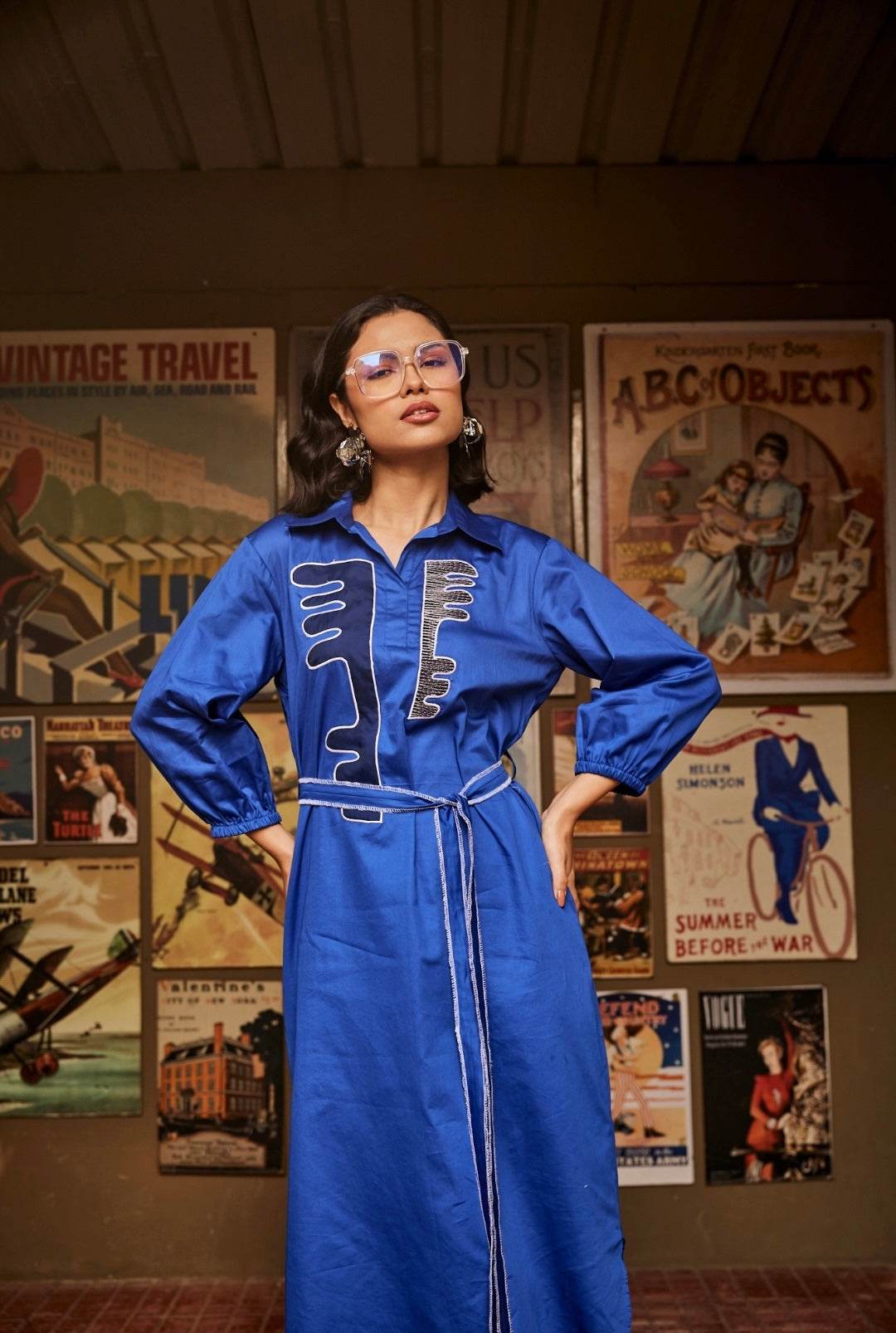 Texture Blue Shirt Dress - Puja Agarwal