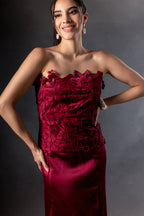 Cherry Cutwork Tube Top with Pencil Skirt