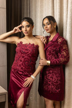 Cherry Cutwork Tube Top with Pencil Skirt