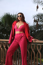 Fusia Red Rose Blazer Set - Sila Atelier