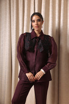Plum Roses Yoke Co-ord Set - Sila Atelier