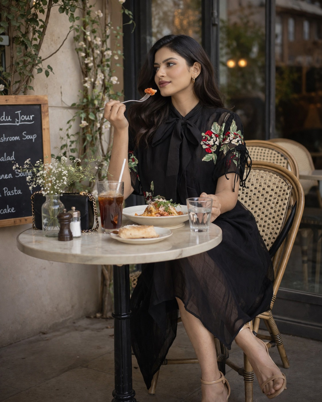 Black embrodery chanderi dress