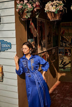 Texture Blue Shirt Dress - Puja Agarwal