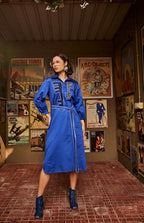 Texture Blue Shirt Dress - Puja Agarwal