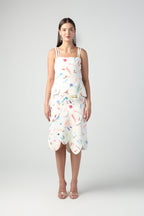 NOEMI BRUSH STROKE PRINT ABSTRACT DETACHABLE MIDI TO TOP CONVERTIBLE DRESS - Fllaë