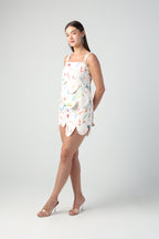 NOEMI BRUSH STROKE PRINT ABSTRACT DETACHABLE MIDI TO TOP CONVERTIBLE DRESS