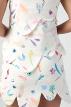 NOEMI BRUSH STROKE PRINT ABSTRACT DETACHABLE MIDI TO TOP CONVERTIBLE DRESS