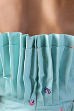 ALARA MINT GREEN 3D PLEATED STRAPLESS OMBRE FLORAL PRINTED JUMPSUIT