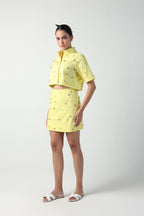 CICCIA YELLOW EVIL EYE CHARM SKIRT CO-ORD SET - Fllaë