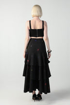 TOSCA BLACK COLORFUL SPLITTER SPLATTER DETACHABLE (LONG – SHORT) SKIRT CO-ORD SET
