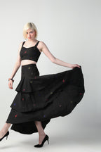 TOSCA BLACK COLORFUL SPLITTER SPLATTER DETACHABLE (LONG – SHORT) SKIRT CO-ORD SET - Fllaë