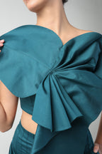 GILDA SEA GREEN 3D PATTERNED HEART BOW TOP / PANTS CO-ORD SET