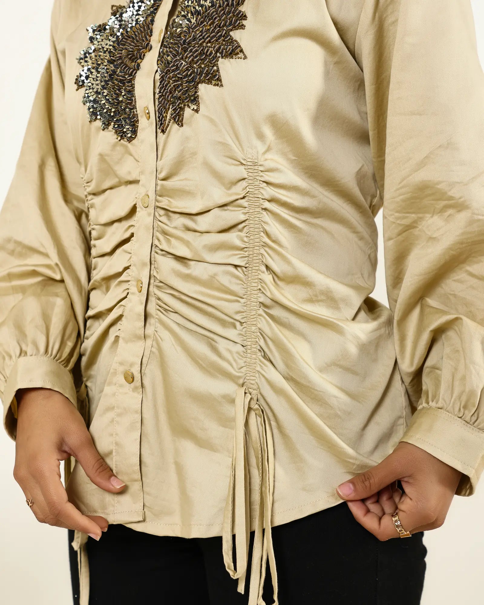 Drawstring Drape Shirt