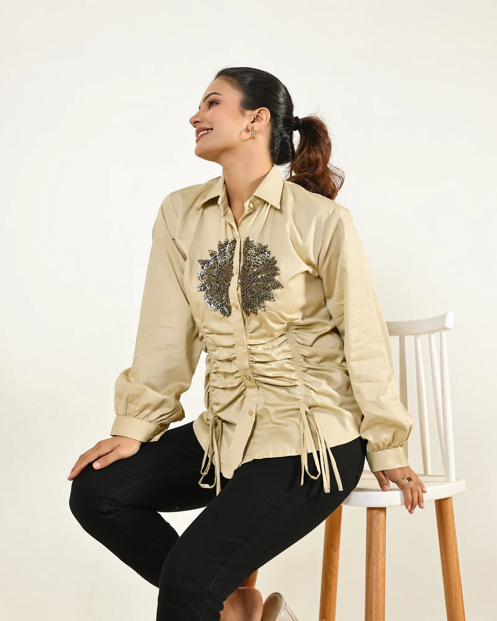 Drawstring Drape Shirt