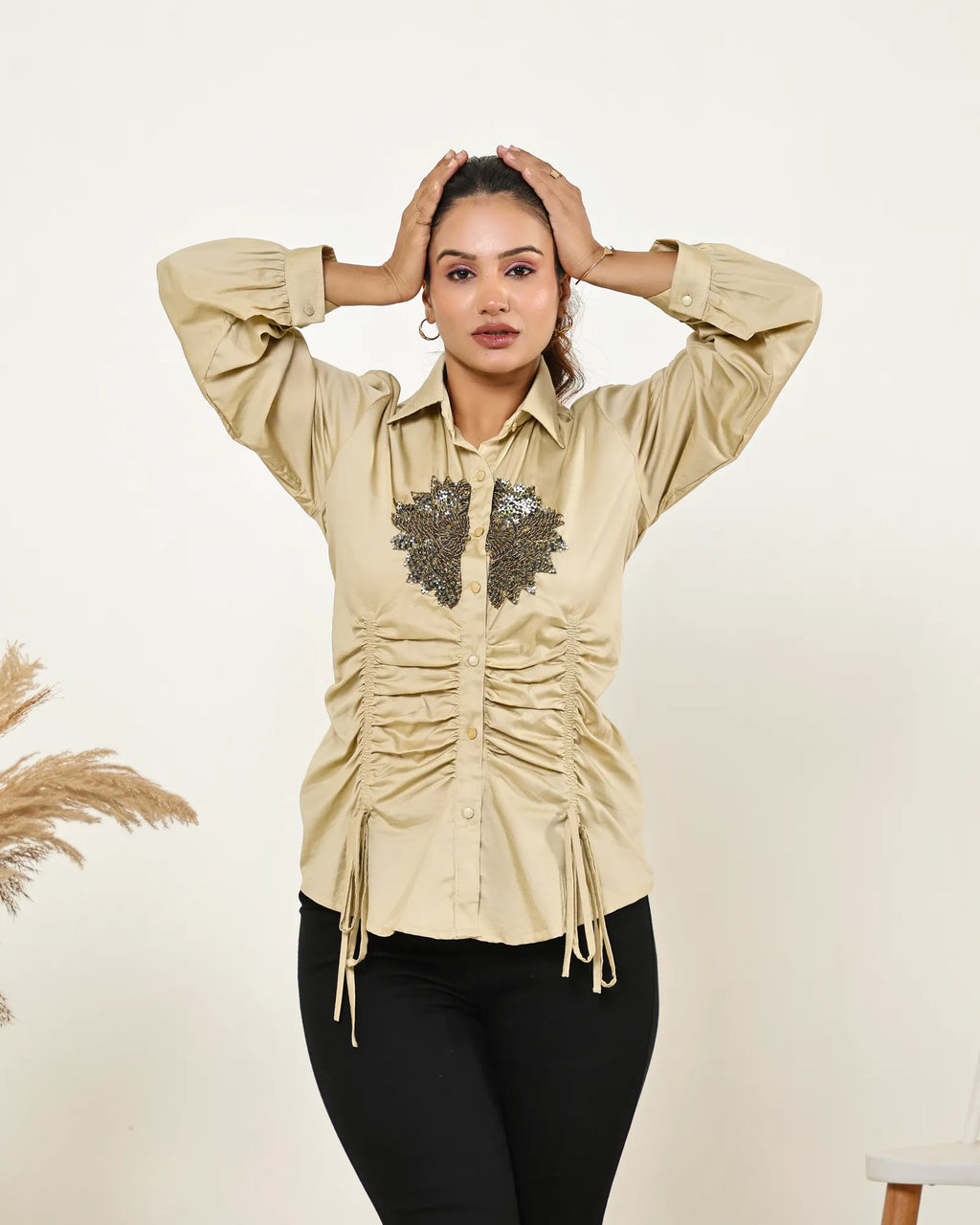 Drawstring Drape Shirt