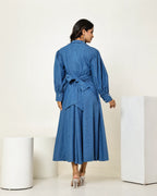 The Dark denim A-line Midi Dress