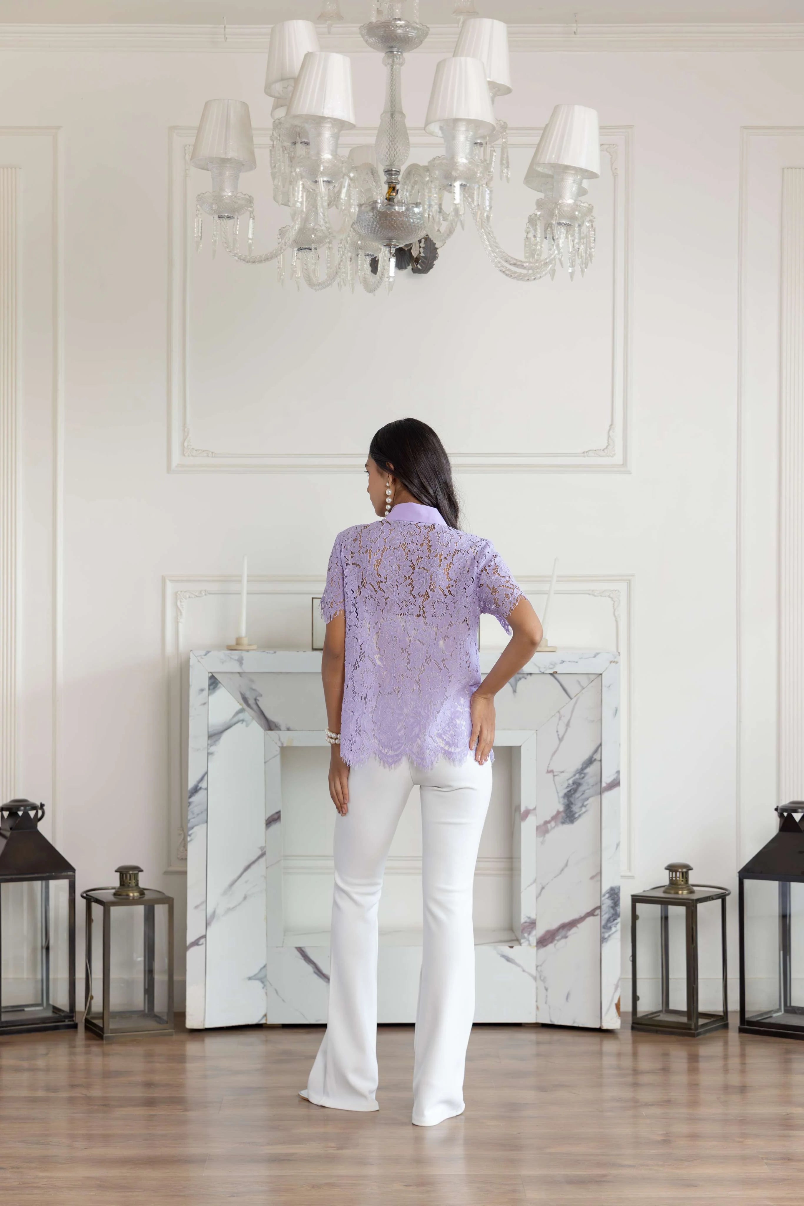 Misty Lilac French Lace Top