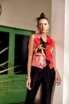 Frida Red Floral Printed Co-ord Set - Puja Agarwal