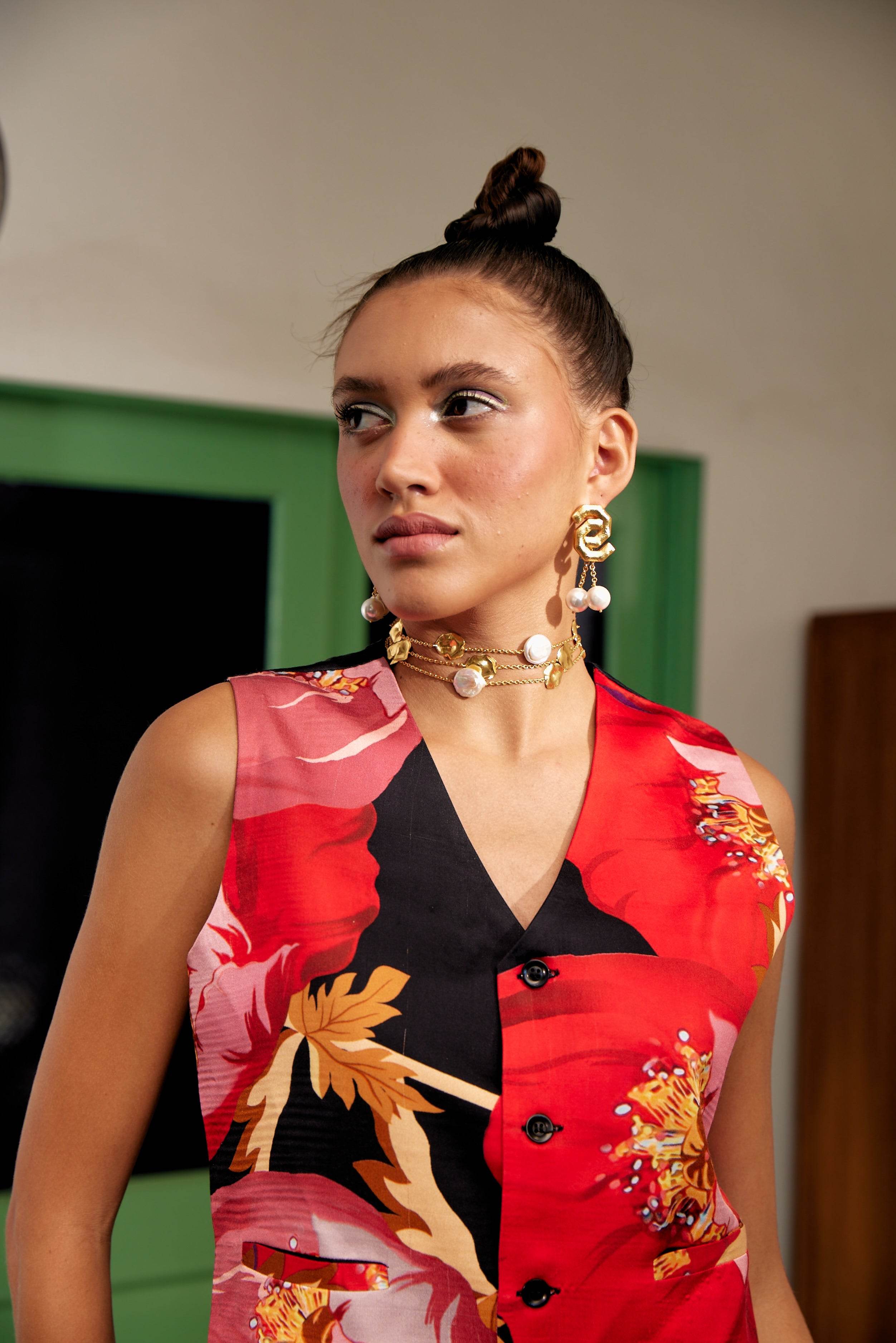 Frida Red Floral Printed Co-ord Set - Puja Agarwal