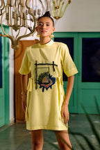 Citrus Yellow Printed Tunic Dress - Puja Agarwal