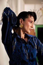 Fringe Finesse in Blue - Puja Agarwal