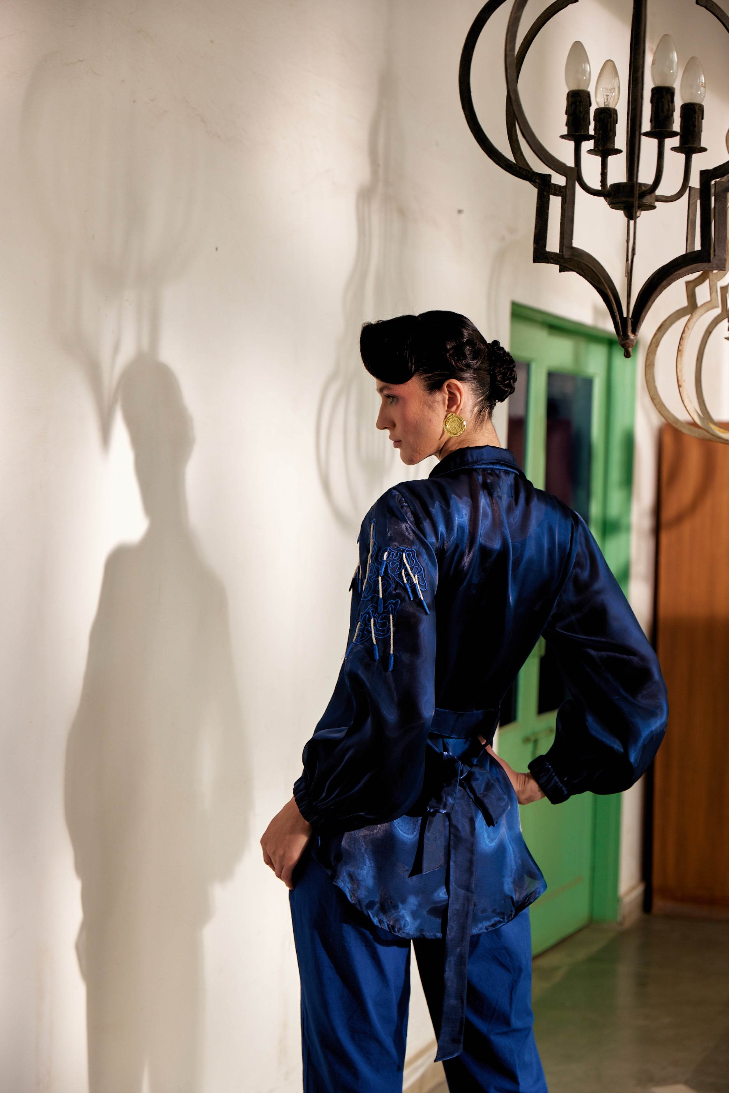 Fringe Finesse in Blue - Puja Agarwal
