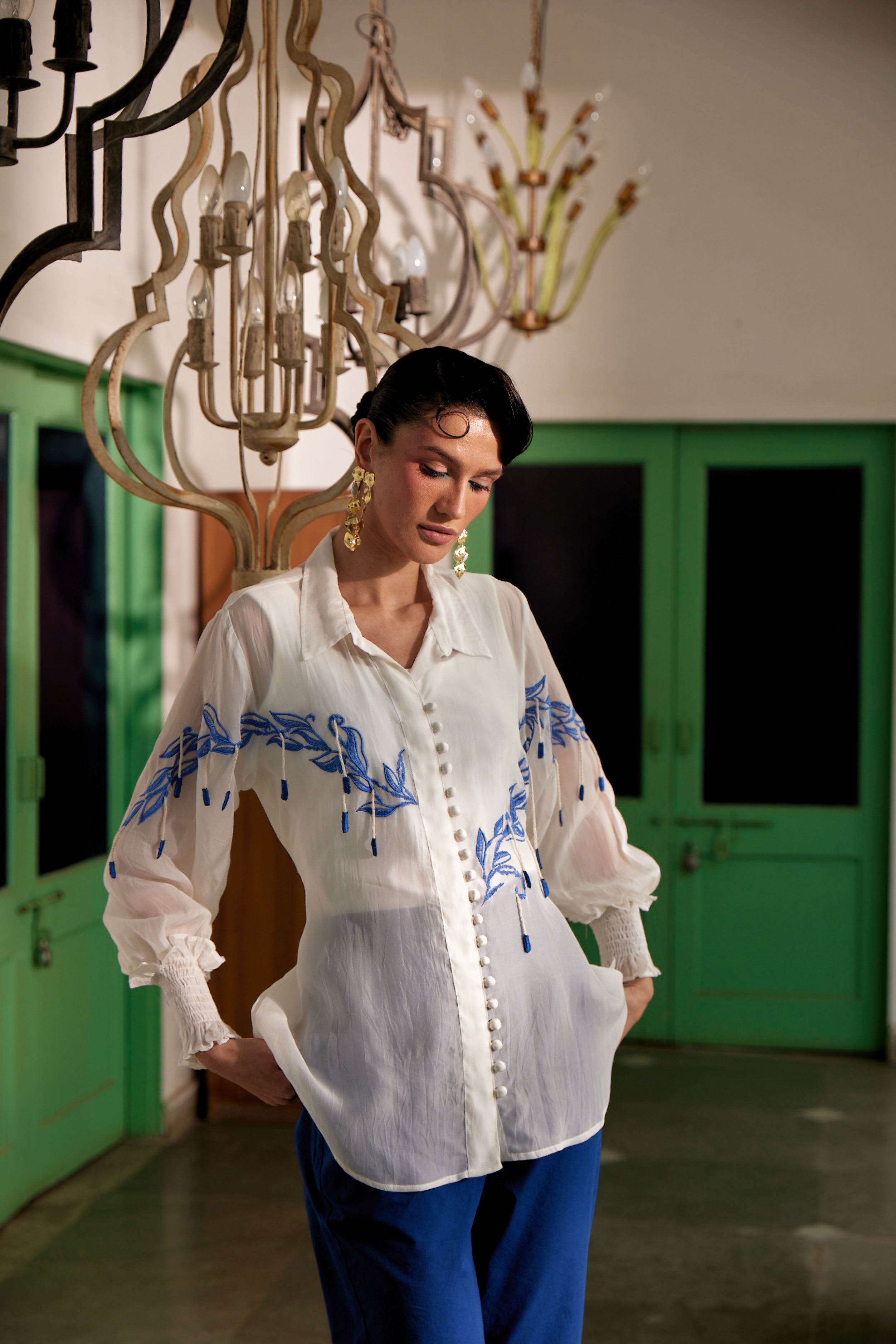 Fringe Finesse in White - Puja Agarwal