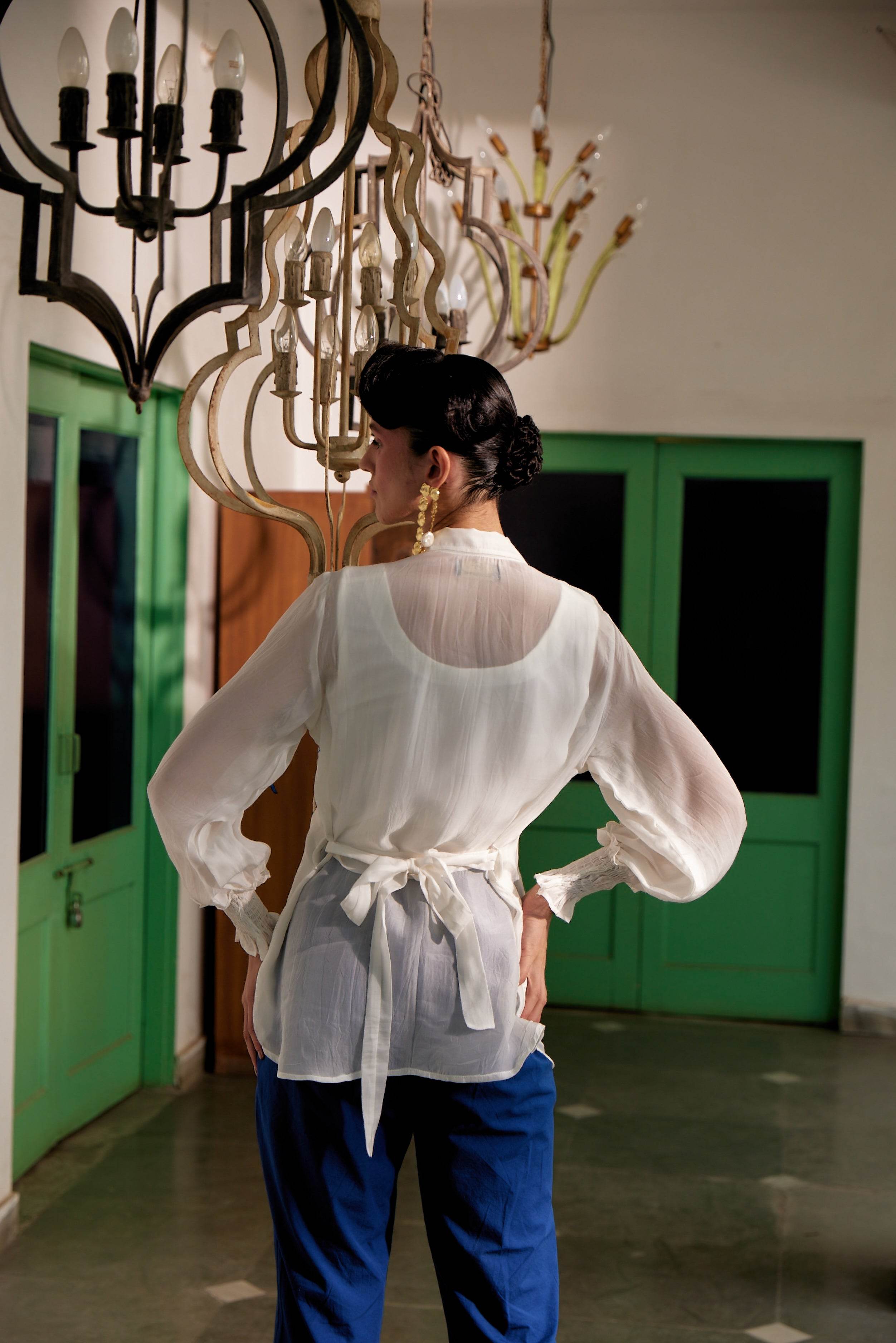 Fringe Finesse in White - Puja Agarwal