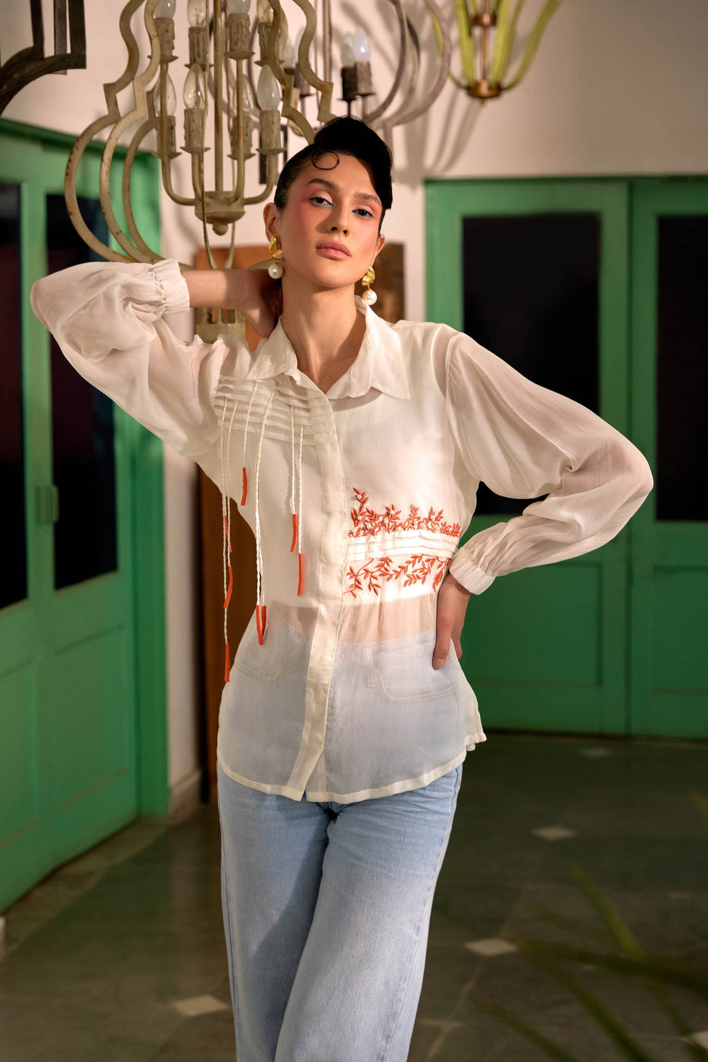 Fringe Finesse in White - Puja Agarwal