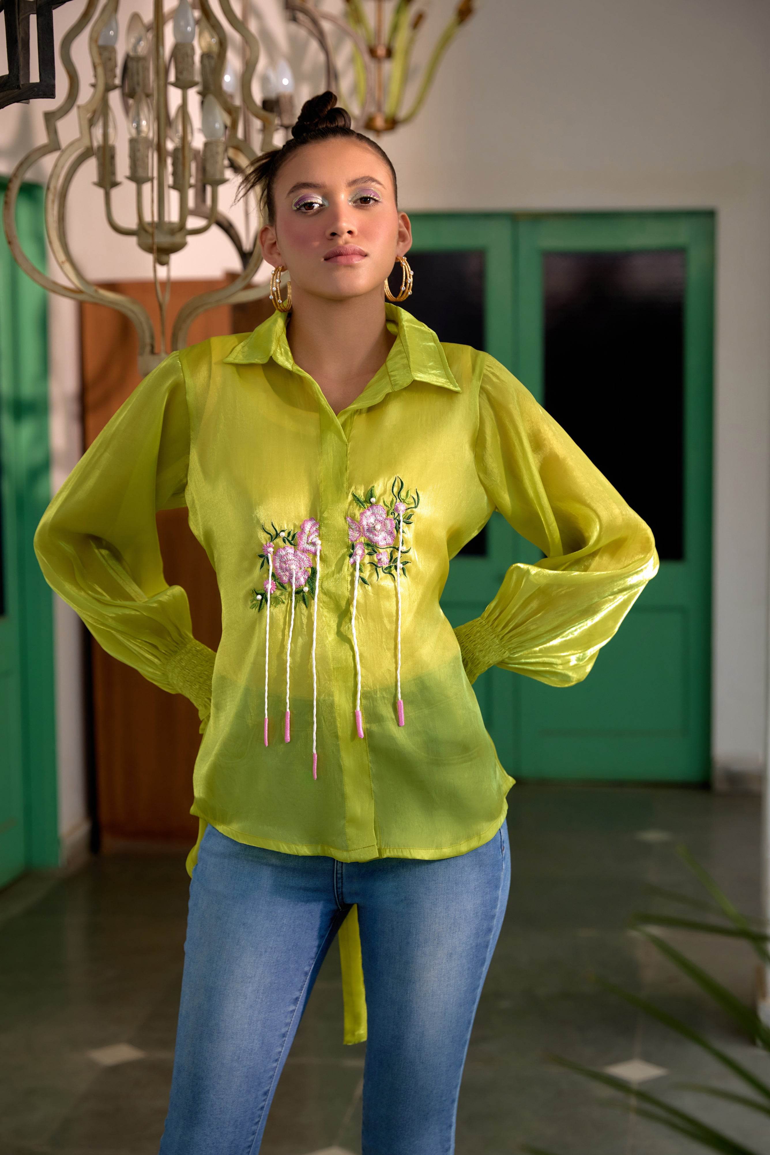 Fringe Finesse in Neon Green - Puja Agarwal