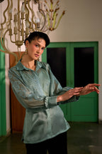 Fringe Finesse in Sea Green - Puja Agarwal