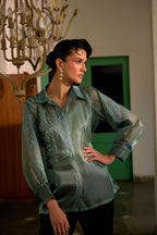 Fringe Finesse in Sea Green - Puja Agarwal