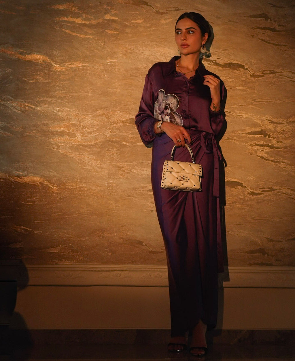Velour Plum Wine Co Ord Set