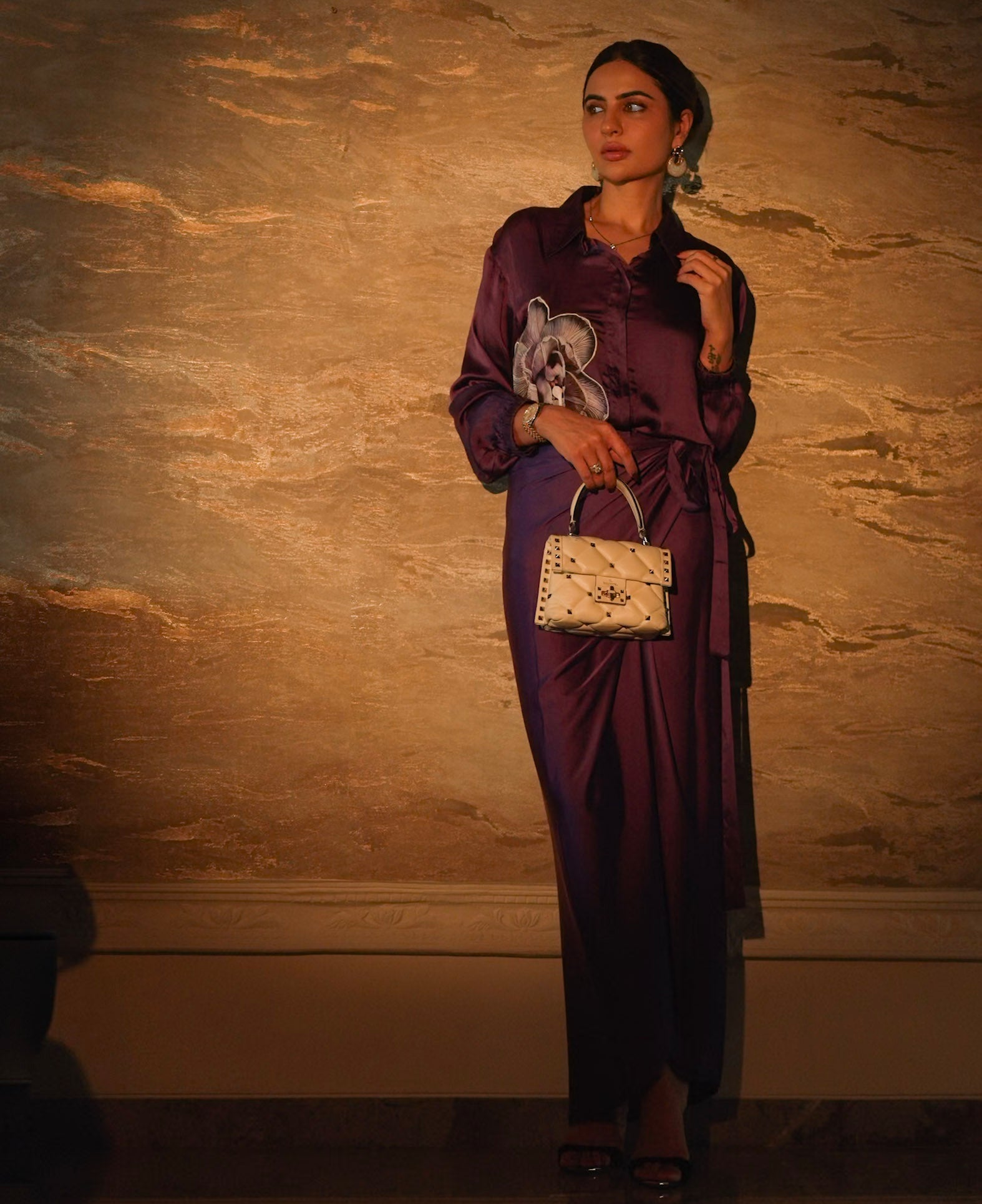 Velour Plum Wine Co Ord Set