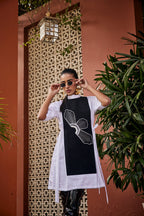 Monochrome Wing Black & White Tunic Dress