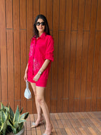 Crimson Current Pinkish Red Shirt/ Co-ord Set - Puja Agarwal
