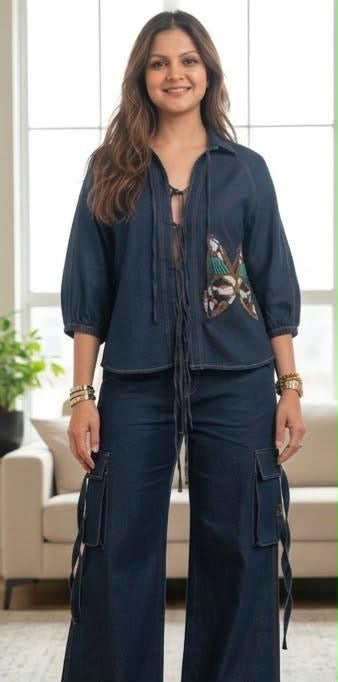 Butterfly Denim Shirt/ Cord