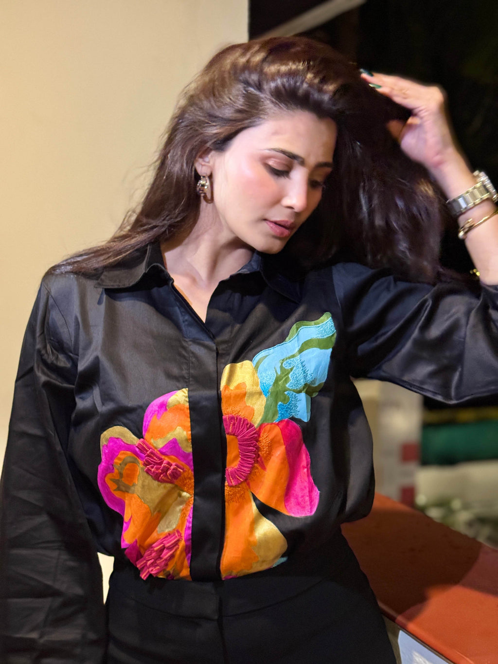 Black Vineyard Shirt - Celeb Pick - Puja Agarwal