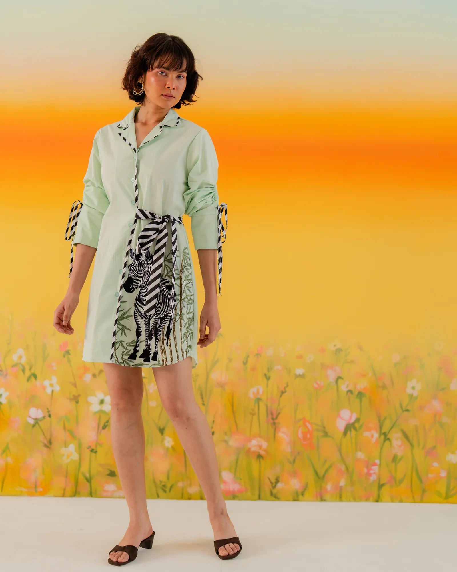 Green zebra dress