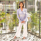Classic Ice Blue Peplum Co-ord Set - Sila Atelier