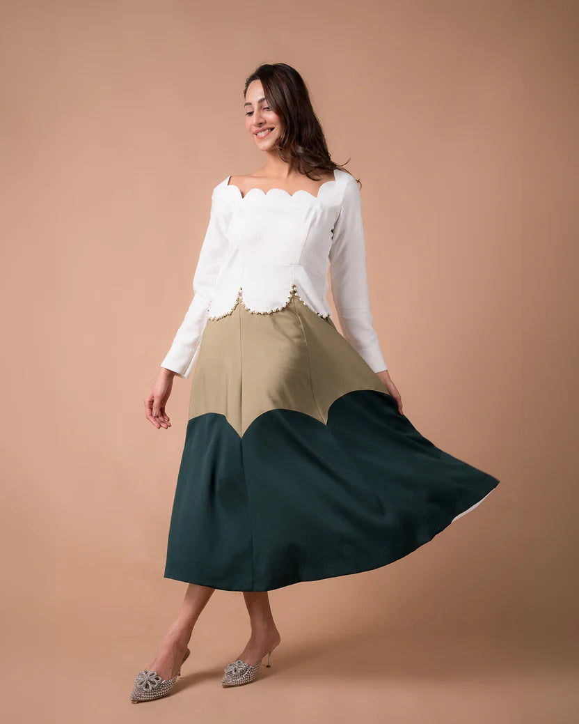 The Color-Block Scallop Dress - BeyondStiches