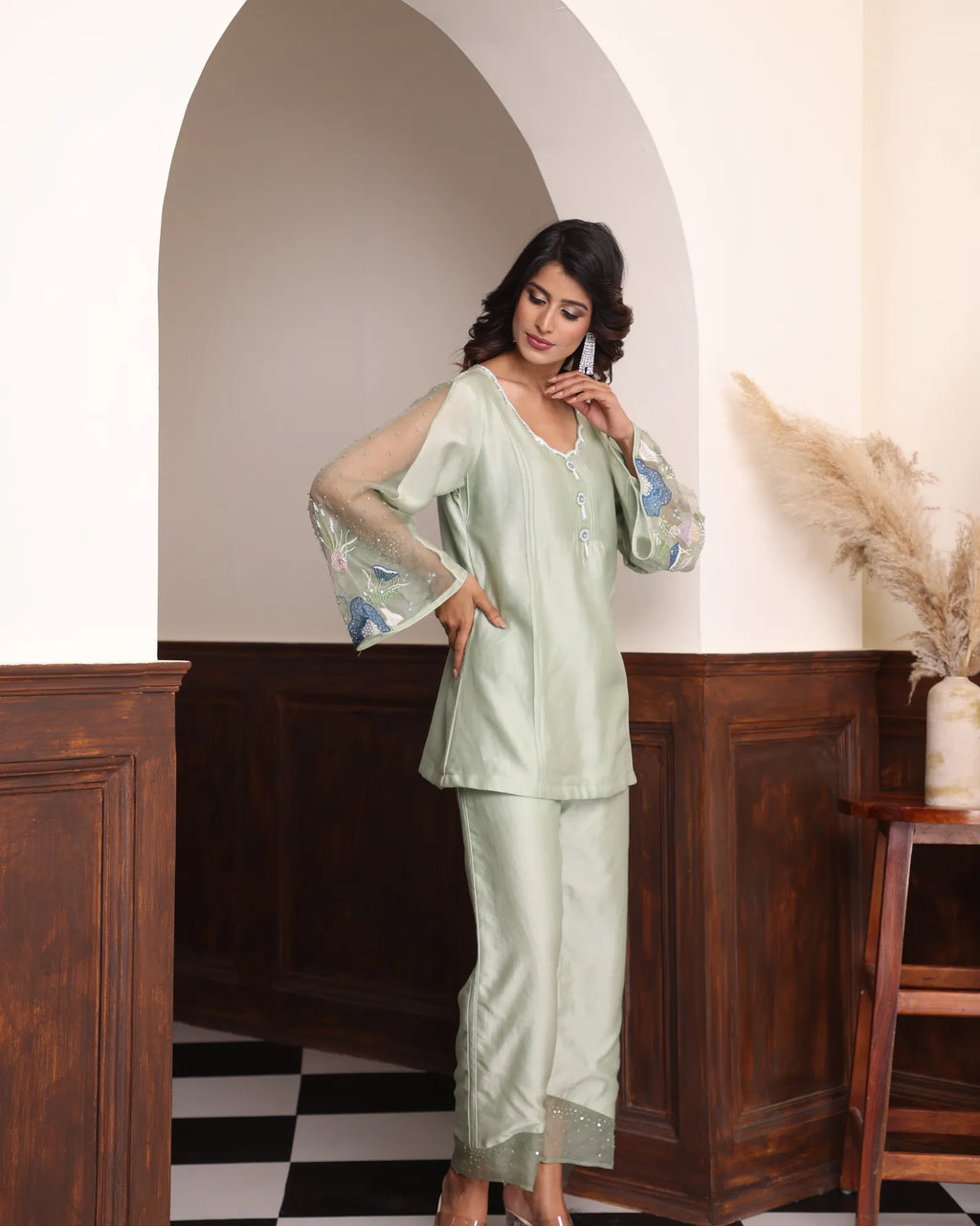 Green ocean embroidery Cord-Set