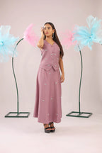 The dirty pink bow vest and skirt set
