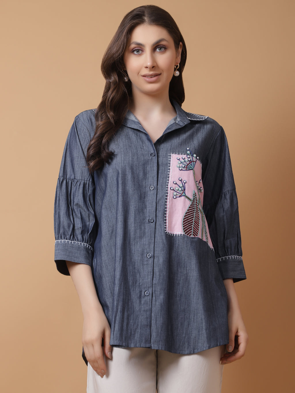 Denim Embroidered Shirt