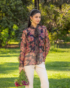 Mimosa Organza Mesh Lace bow shirt - Dareiss