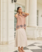 Threaded Devotion Grain Brown French Lace Flat Chiffon Shirt