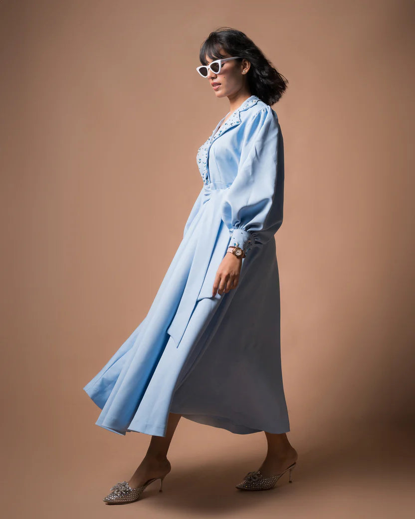The Blue A-line Midi Dress - BeyondStiches
