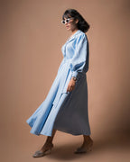 The Blue A-line Midi Dress - BeyondStiches