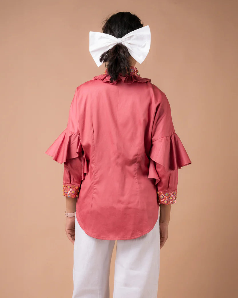 The Salmon Pleated Shirt - BeyondStiches